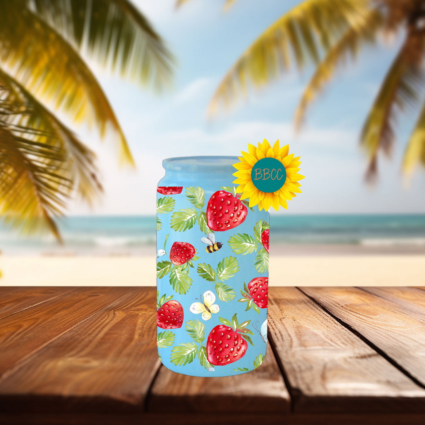 16oz Strawberry & Bee Summer Tumbler