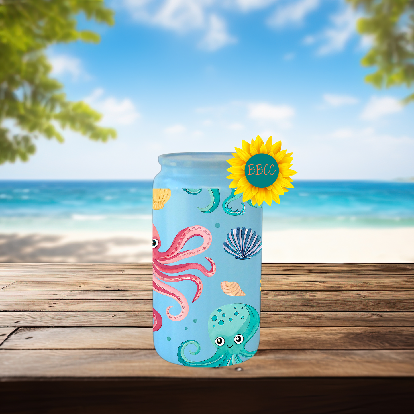 16oz Coastal Octopus & Seashell Tumbler