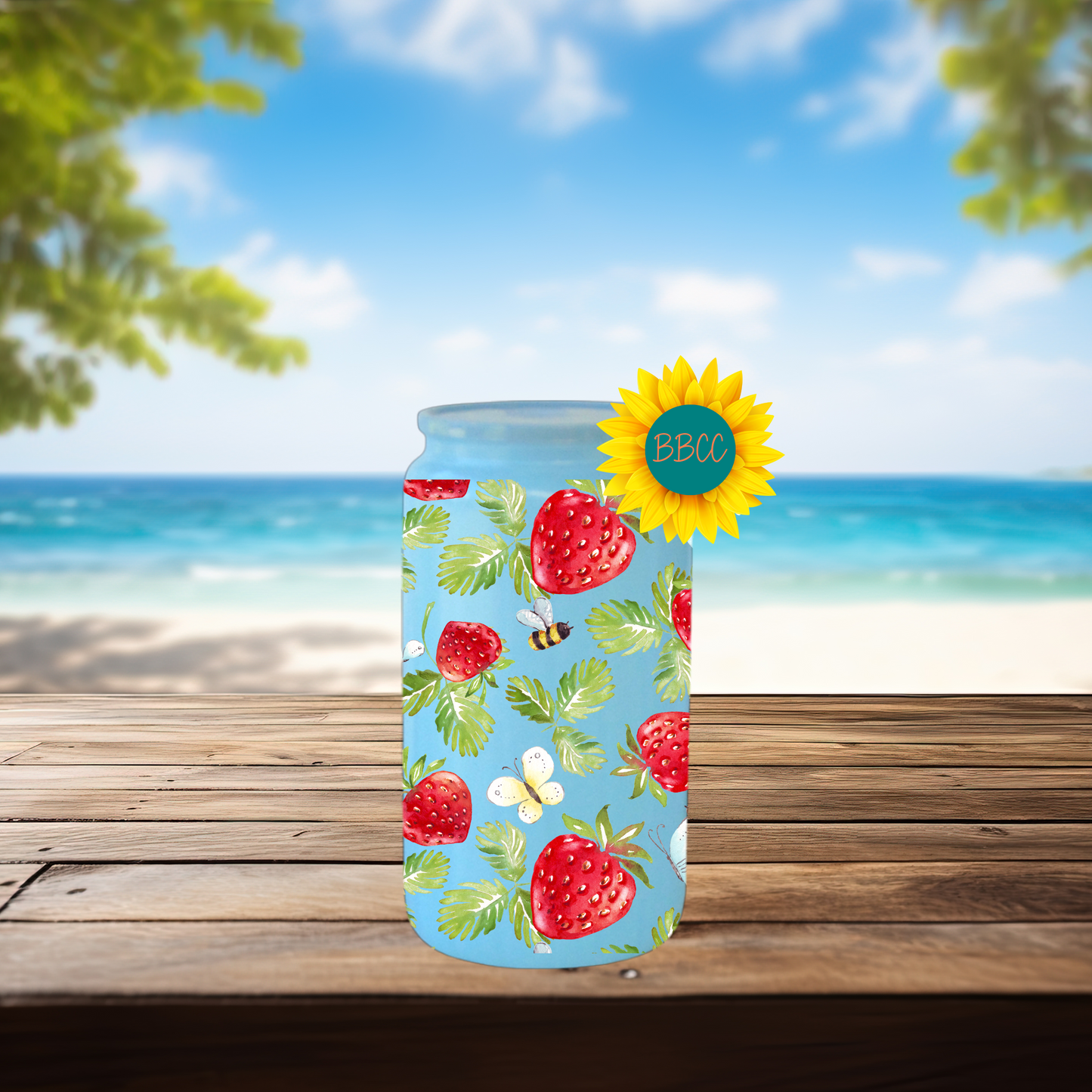 16oz Strawberry & Bee Summer Tumbler