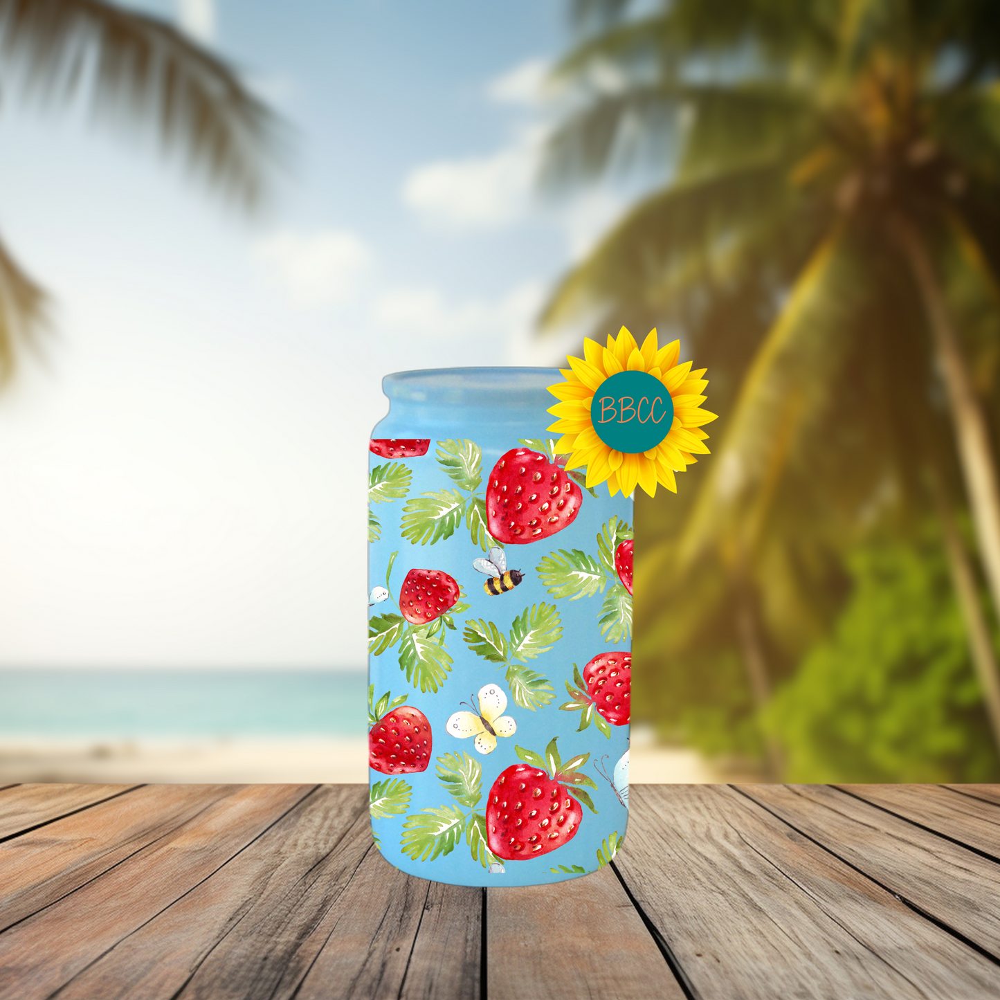 16oz Strawberry & Bee Summer Tumbler