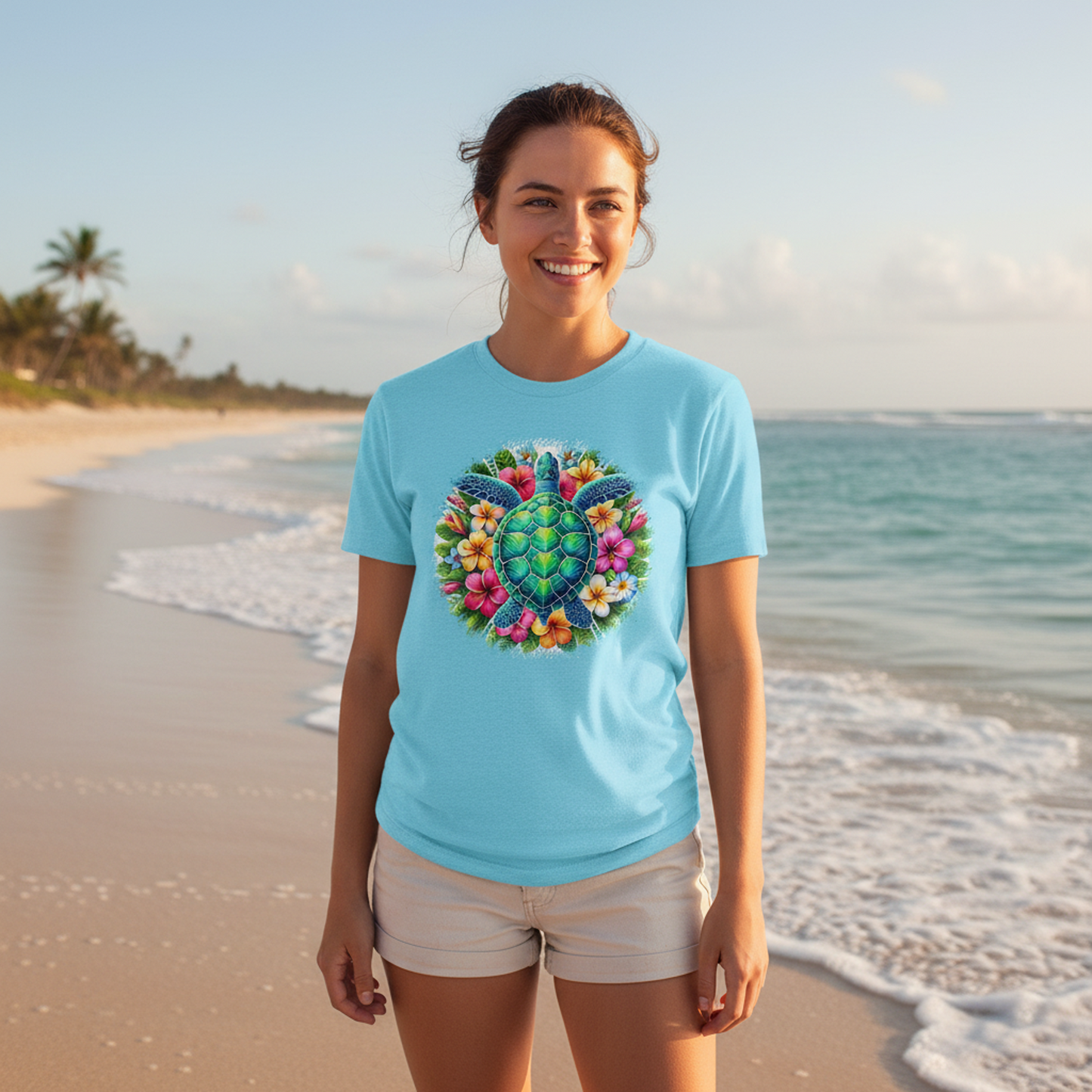 Adult Tropical Sea Turtle Graphic Tee