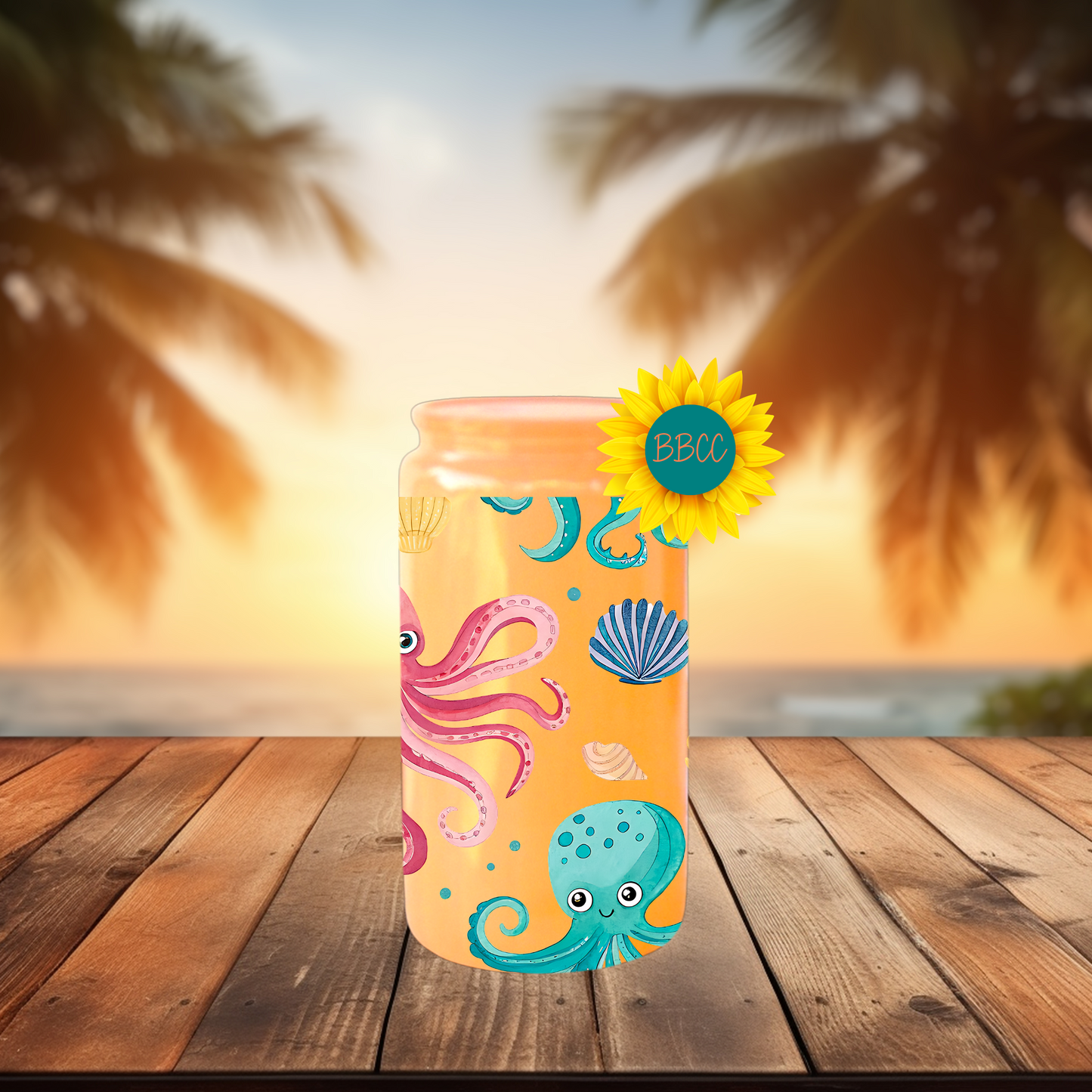 16oz Coastal Octopus & Seashell Tumbler