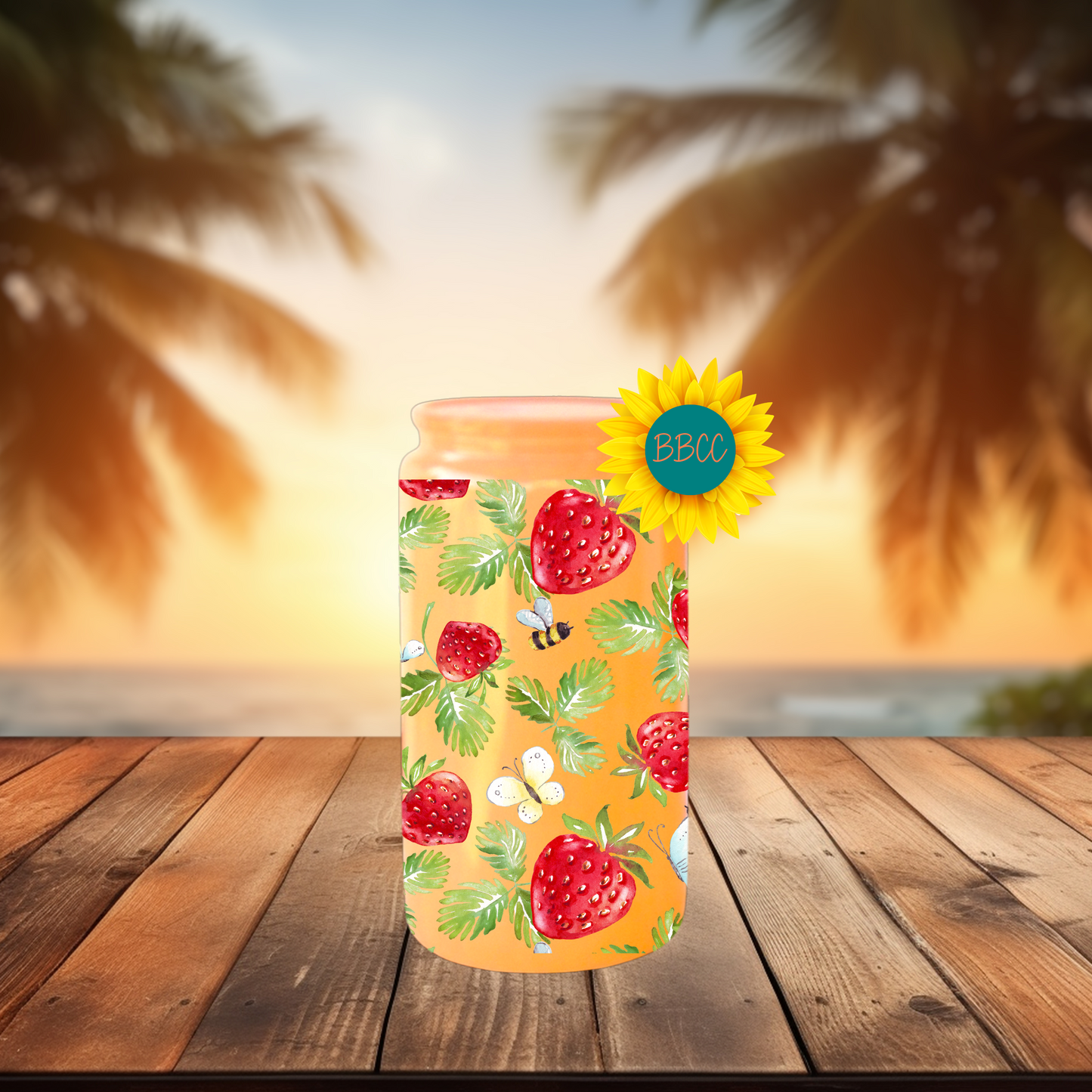16oz Strawberry & Bee Summer Tumbler