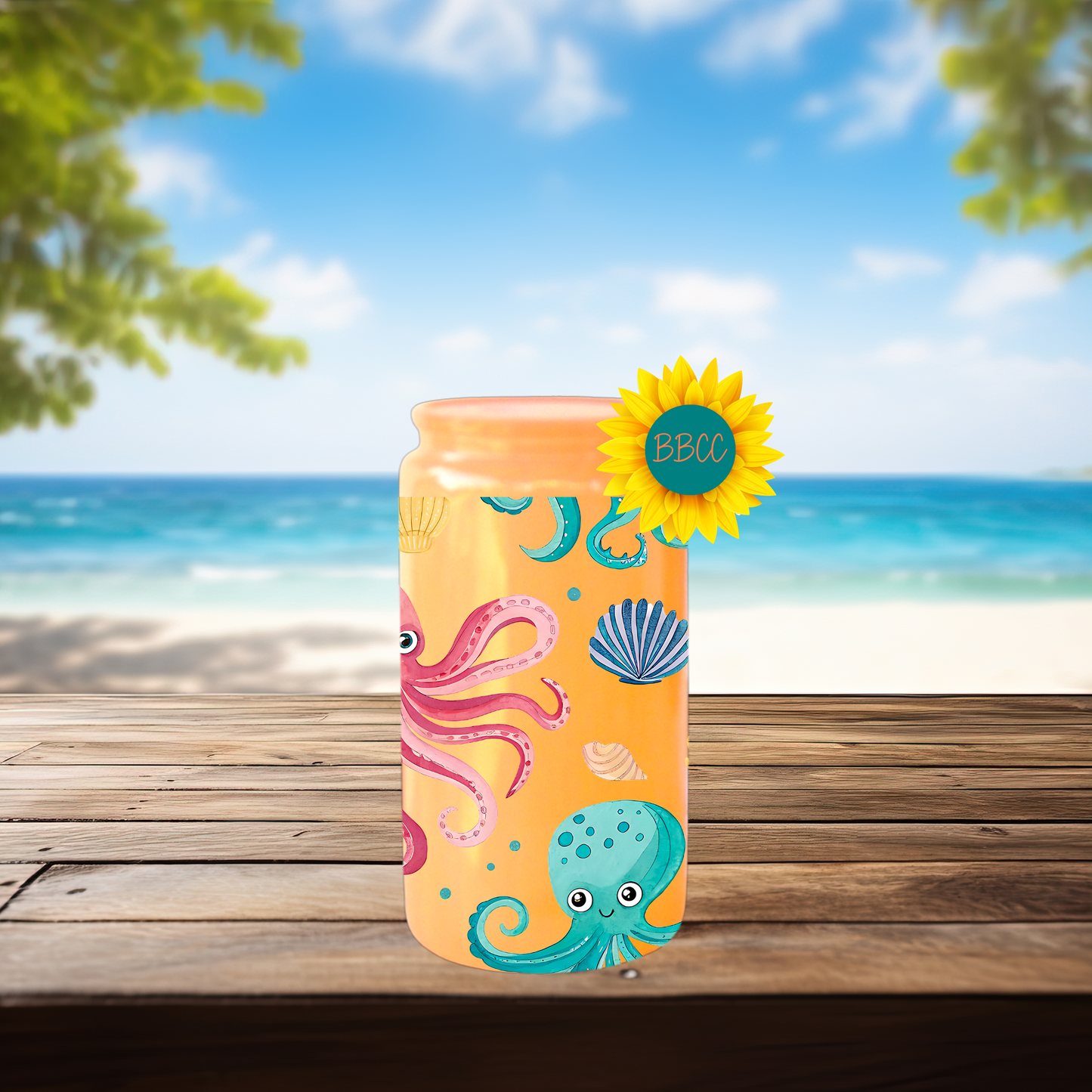 16oz Coastal Octopus & Seashell Tumbler