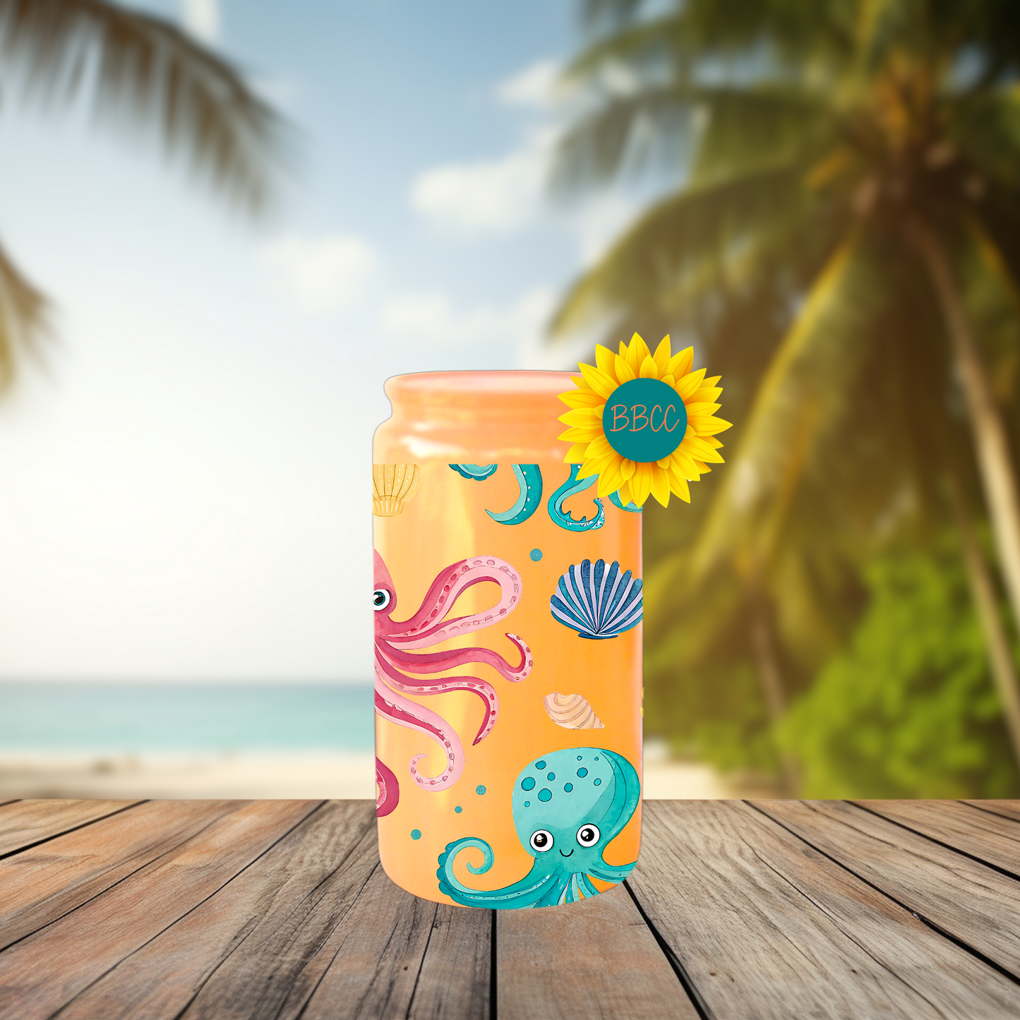 16oz Coastal Octopus & Seashell Tumbler