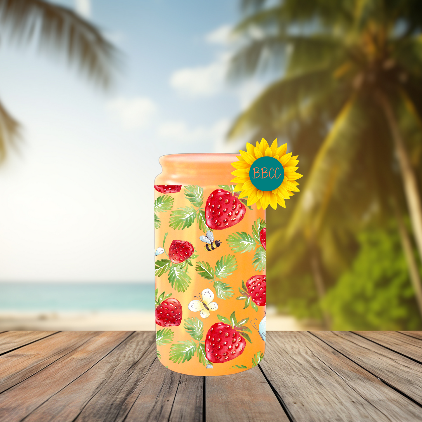 16oz Strawberry & Bee Summer Tumbler