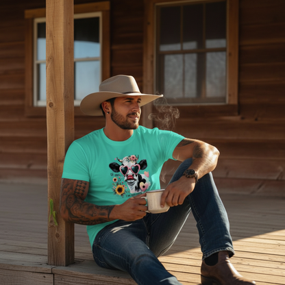 Adult Sassy Cow Heart Sunglasses Floral Graphic Tee