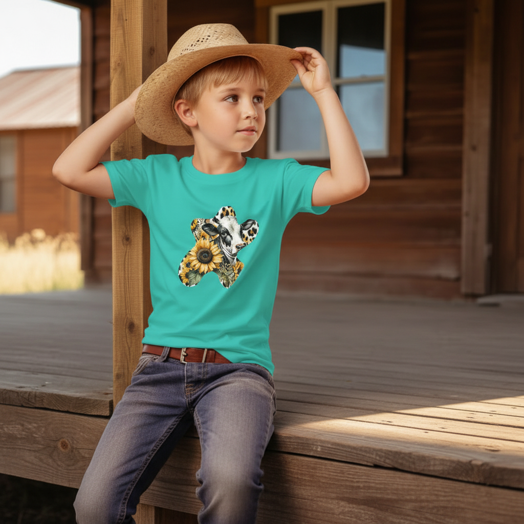 Sunflower Cow Patch Youth Graphic Tee