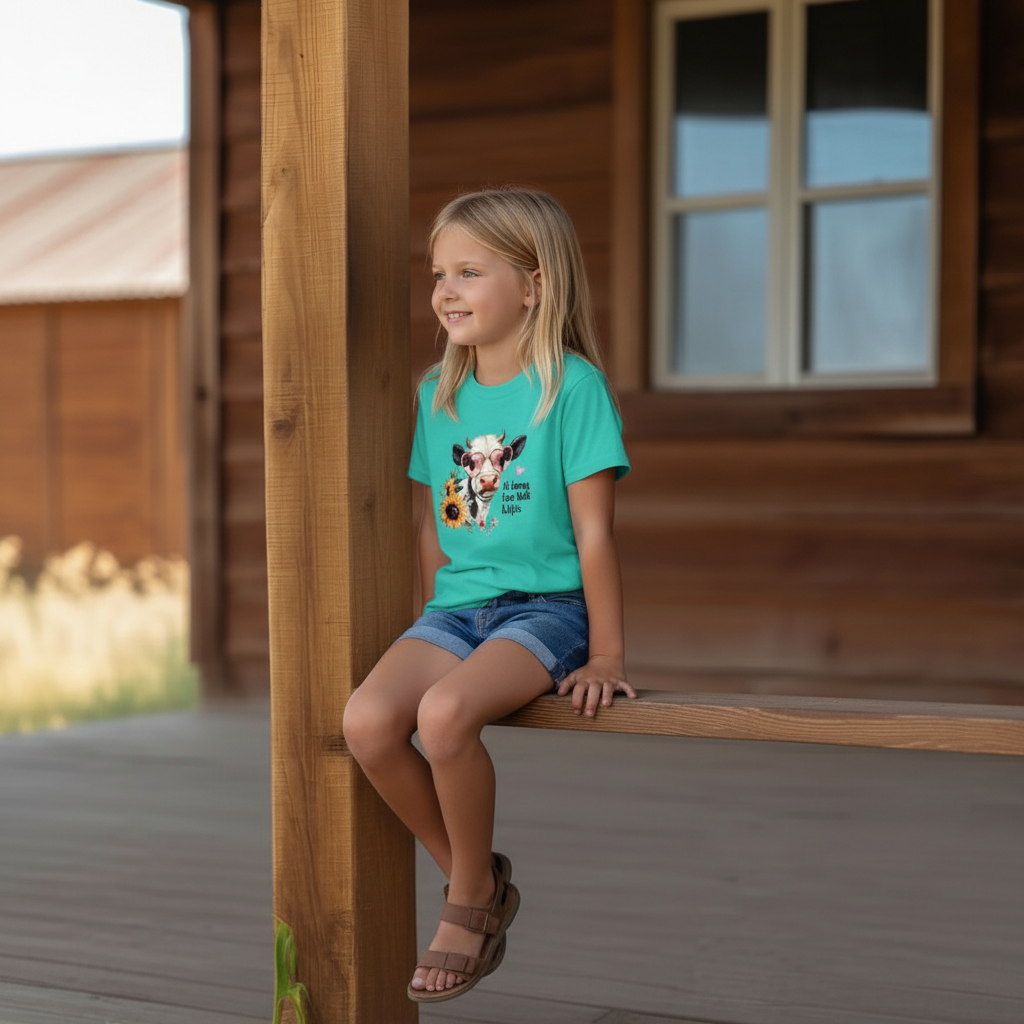 Oh Honey I Am That Heifer Youth Graphic Tee – Cute Cow Sunglasses Shirt