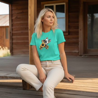 Adult Dairy Cow Sunflower Western Graphic Tee