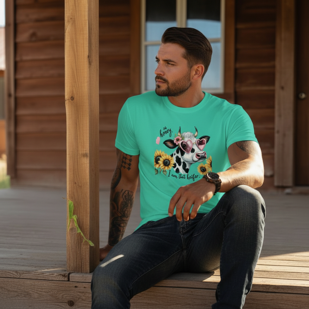 Adult Sassy Dairy Cow Floral Sunglasses Graphic Tee