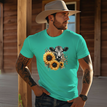 Adult Dairy Cow Sunflower Graphic Tee