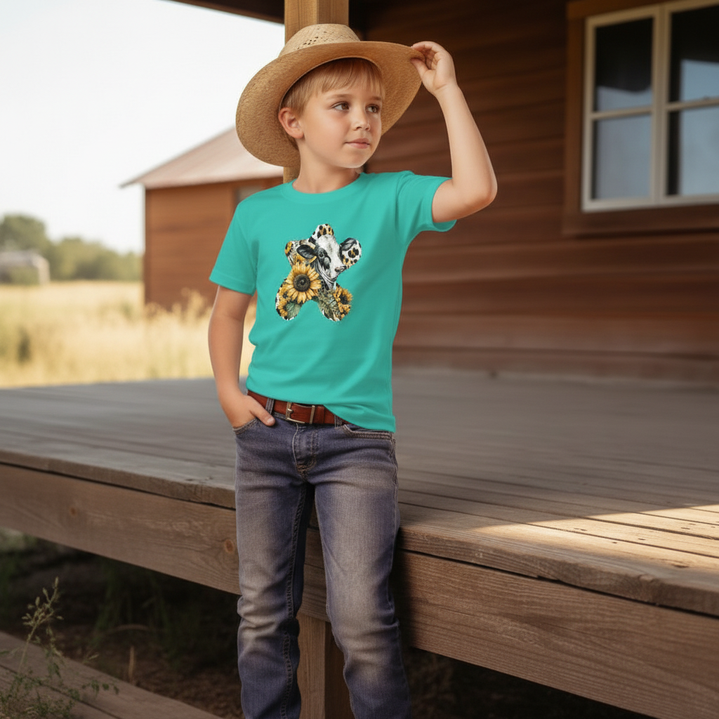 Sunflower Cow Patch Youth Graphic Tee