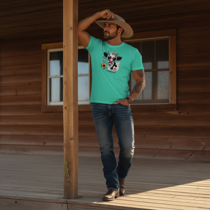 Adult Sassy Cow Heart Sunglasses Floral Graphic Tee