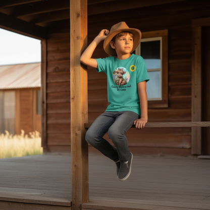 Easily Distracted By Cows Youth Graphic Tee
