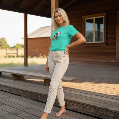 Adult Dairy Cow Sunflower Western Graphic Tee