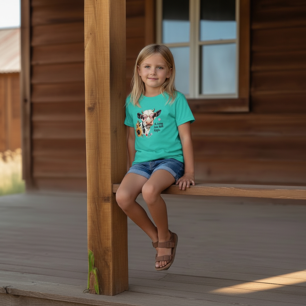 Oh Honey I Am That Heifer Youth Graphic Tee – Cute Cow Sunglasses Shirt