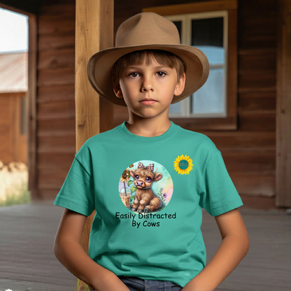 Easily Distracted By Cows Youth Graphic Tee
