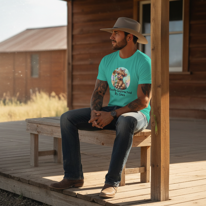 Adult Easily Distracted By Cows Graphic Tee